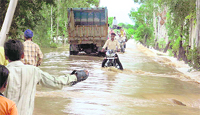 A submerged link road in Yamunanagar district.