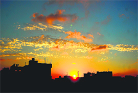 A panoramic view of the sunset in Ludhiana