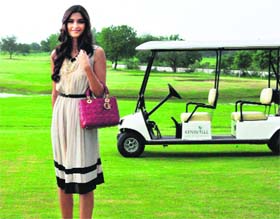 Bollywood actress Sonam Kapoor during a promotional event of her new film 'Aisha' at Kensville Golf Club, some 40 kms from Ahmedabad on Friday