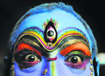 A devotee takes part in the annual festival of Bonalu in Hyderabad