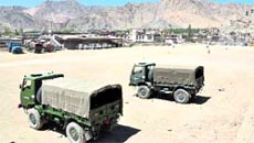 Polo ground at Leh, the venue for the annual Ladakh Festival every year, wears a deserted look on Tuesday.