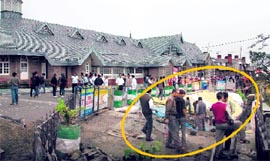 A portion of the Ridge in front of Gaiety Theatre in Shimla was declared danger zone and cordoned off on Sunday.
