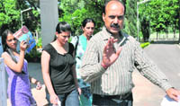 A CBI official on the college campus. 