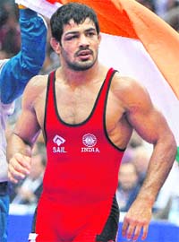Sushil Kumar after winning gold in Moscow