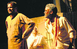 Artistes of the Rangkarmi Manch stage a play “Baba Bantu” at Punjab Kala Bhawan, Chandigarh, on Thursday.