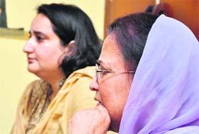 The victims sister Sangeeta and mother Rajeshwari Mattoo in Jammu