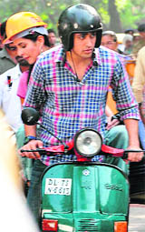 Actor Imran Khan and Katrina Kaif enjoy a two-wheeler ride while shooting for Mere Brother Ki Dulhan outside Mountview-10.