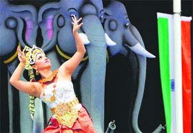 A Malaysian artiste performs during the launch of Little India, a shopping complex, in Kuala Lumpur