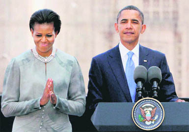 President Barack Obama with the The First Lady Michelle Obama at the Taj in Mumbai on Saturday.