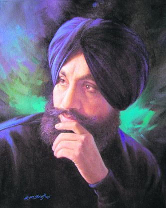 Self-portrait --painting by R M Singh