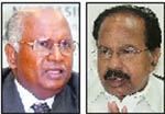 Ex-CJI KG Balakrishnan (L) and Veerappa Moily