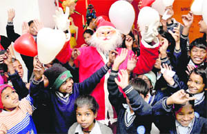 Underprivileged kids celebrate Christmas at Raffles Millennium International School in Chandigarh