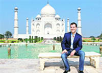say cheese: Russian President Dmitry Medvedev during his visit to the Taj Mahal in Agra on Wednesday.  AFP 
