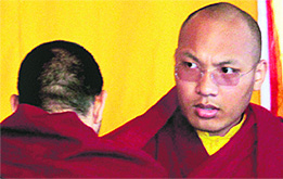 The 17th Karmapa, Ugyen Trinley Dorjee, at his monastery in Dharamsala on Monday.