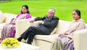 Lok Sabha Speaker Meira Kumar and Union Finance Minister Pranab Mukherjee during a meeting with political leaders in a bid to break the Parliament logjam over 2G Spectrum scam, in New Delhi