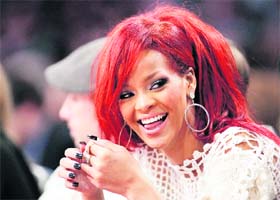 Singer Rihanna at the NBA All-Star basketball game in Los Angeles