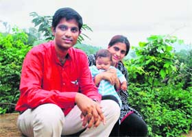 A file photograph of abducted Malkangiri Collector R Vineel Krishna with his family at Kandhamal during his posting as Sub-Collector in Baliguda
