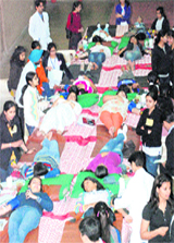Students donate blood at MCM College in Chandigarh