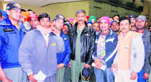Indians, evacuated from Libya, at the IGI Airport in New Delhi late Wednesday night. 