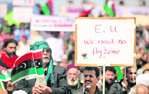 Protesters in the Libyan city of Benghazi on Friday.