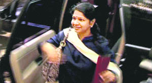 DMK MP Kanimozhi arrives for questioning by the CBI in connection with the 2G scam probe, in Chennai on Friday.