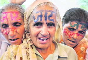 Jat community women protest in Moradabad.