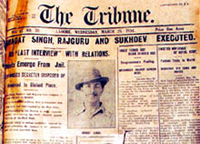 The Tribune edition dated March 25, 1931 announcing the execution of Bhagat Singh, Rajguru and Sukhdev at the Lahore jail on March 23 that year