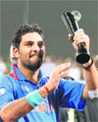 Yuvraj Singh with the Man of the Tournament award