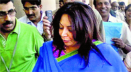 Corporate lobbyist Niira Radia arrive to appear before the Public Accounts Committee in New Delhi on Monday.
