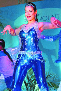 Bollywood actress Amisha Patel performs during a function in Greater Noida.