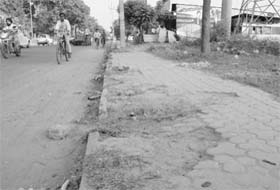 Damaged footpaths at Phase III-B2 in Mohali