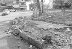 Damaged footpaths at Phase X in Mohali