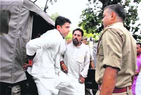 Union Minister of State for Communications and IT Sachin Pilot at Ghaziabad Police Lines on Sunday