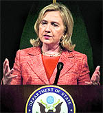US Secretary of State Hillary Clinton speaks to press in Islamabad.