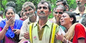 Grief-stricken family members outside the hospital