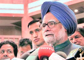 PM Manmohan Singh addresses mediapersons in New Delhi on Sunday