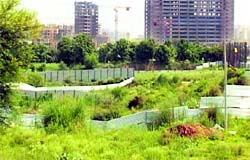 The land earmarked for the Indira Gandhi Eye Hospital at Ullhawas village in Gurgaon