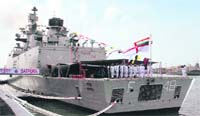 Stealth frigate Satpura was commissioned into the Navy in Mumbai 