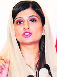 Pakistans Foreign Minister Hina Rabbani Khar at a press conference in Beijing