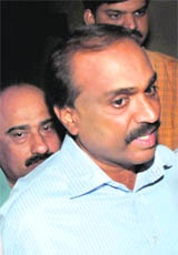 Ex- minister G Janardhana Reddy in a court in Hyderabad 