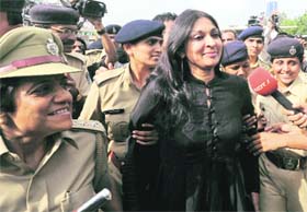 Activist Mallika Sarabhai being detained along with some Gujarat riots victims in Ahmedabad on Sunday