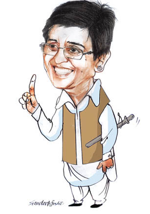 Kiran Bedi, a caricature by Sandeep Joshi