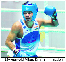 19-year-old Vikas Krishan in action