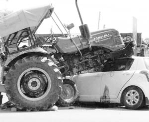 Six persons were injured when the Swift car they were travelling in rammed into a tractor-trailer near Adda Jhungian village on the Zirakpur-Patiala highway on Saturday. The injured were taken to a hospital at Banur. The police said the accident occurred around 10 am when the driver of the car lost control over the vehicle.