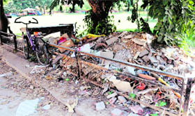 Debris lying in a park at Sector 30-A reflecting on the state of neglect by the Municipal Corporation in Chandigarh.