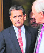 Former director at Goldman Sachs Group Rajat Gupta leaves a federal court in New York on Wednesday. 