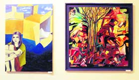 Colour block: A glimpse of some of the works at the exhibition Photos: Pradeep Tewari