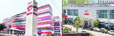 The offices of Airtel (left) and Vodafone in Gurgaon and Mumbai, respectively, which were searched by the CBI