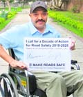 Haryanas brand ambassador on road safety, Harman Sidhu, at his residence in Chandigarh.