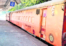 The special coaches with exhibits related to the life and teachings of Swami Vivekananda in Haridwar on Thursday. 